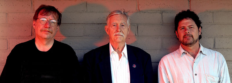Dennis Webb, Halton Arp, and Jeff Kanipe, redshifted before the brick wall, Texas Star Party 2005, photo by Jeff Rowe